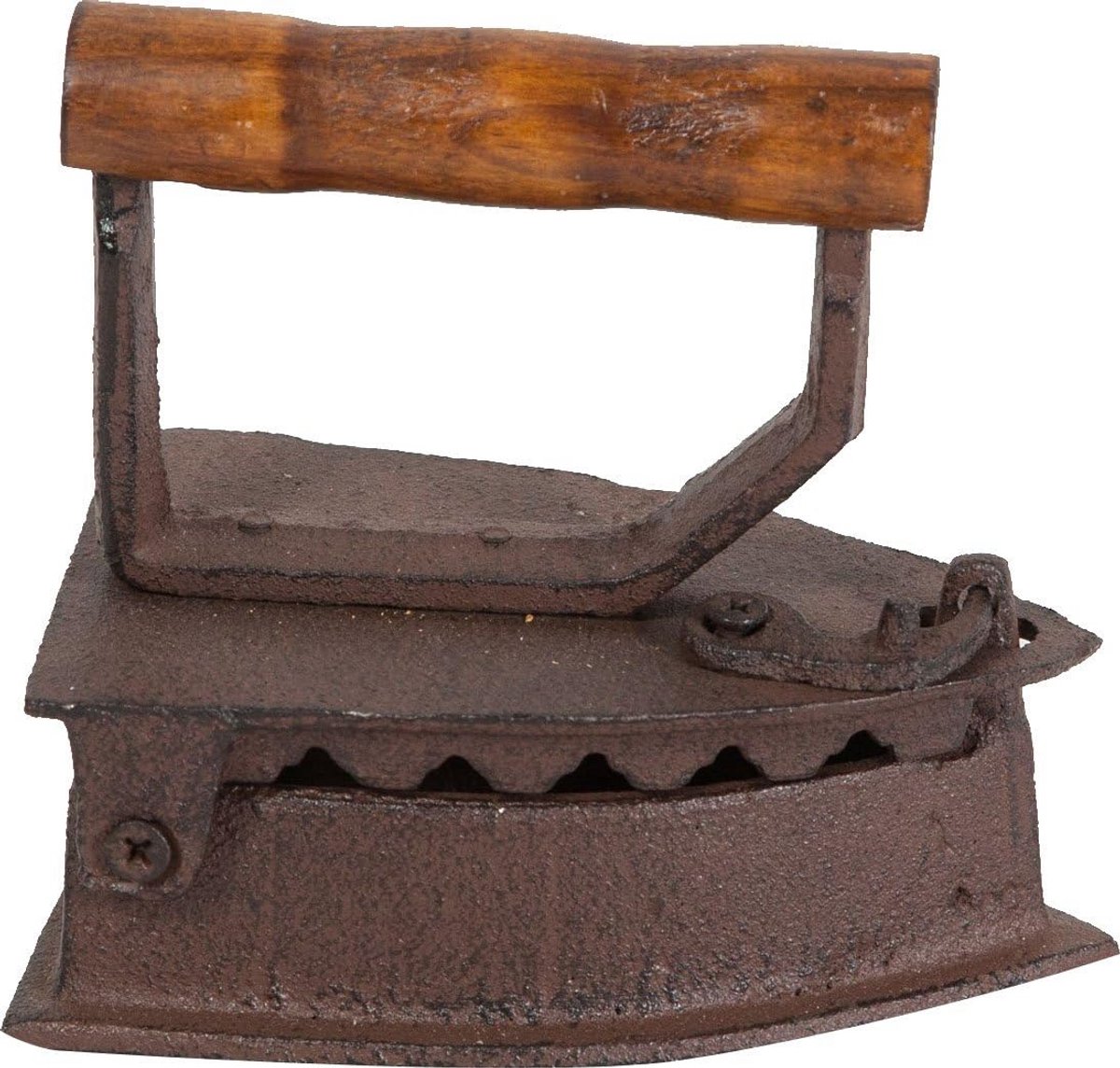 Decoratief Strijkijzer Gietijzer met Houten Handvat - Vintage Stijl