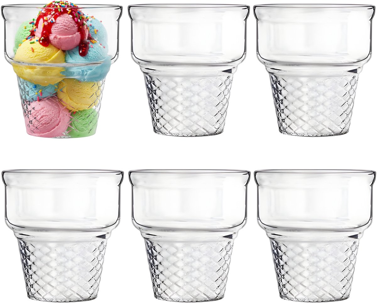 Alessandro ijscoupe Sicilie - 6x stuks - glas - 230 ml - 9 x 9 cm - ijsbeker