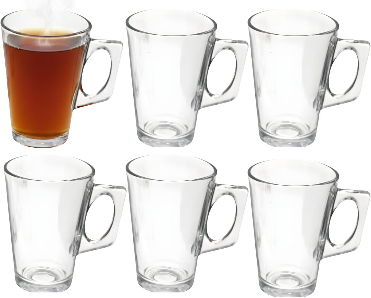 Gerimport Thee bekers / mokken - 6x stuks - glas - 255 ml - thee momentjes