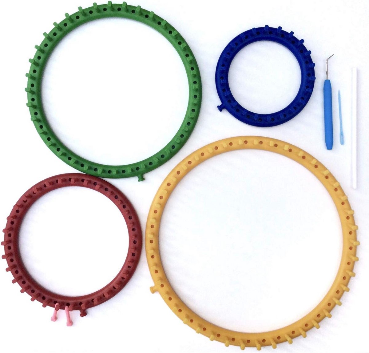 Set van 4 Ronde Breigewen in Verschillende Maten met Extra Haken