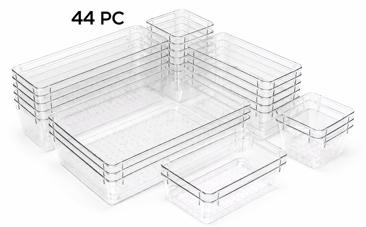 Transparante Stapelbare Opbergdozen – Set van 40 stuks – Voor Cosmetica, Kleding & Ondergoed