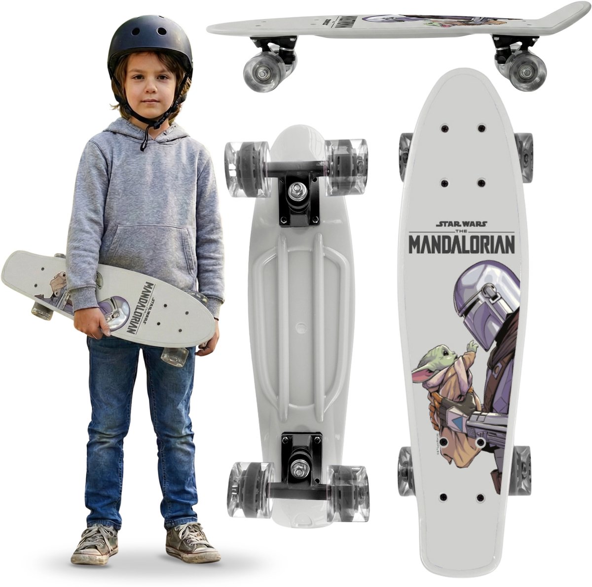 STAR WARS The Mandalorian Kinder fish skateboard 55 cm antislip board stabiel van 20-50 kg Wit