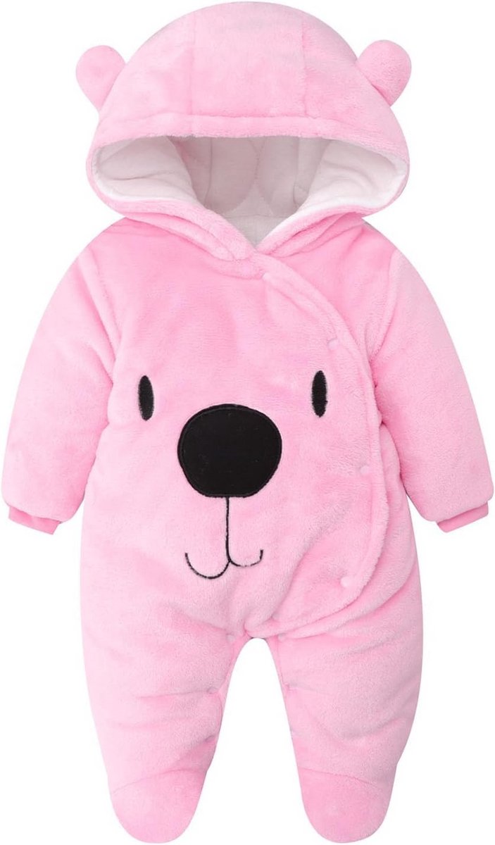 Warme Winter Romper met Voetjes en Capuchon voor Baby's (0-12 maanden)