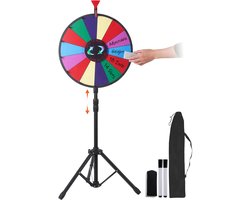CINK SpinMaster Roue des prix 18 pouces – Roue de fortune effaçable à sec – Support de trépied ajustable – 14 compartiments personnalisables – Marqueur et gomme inclus