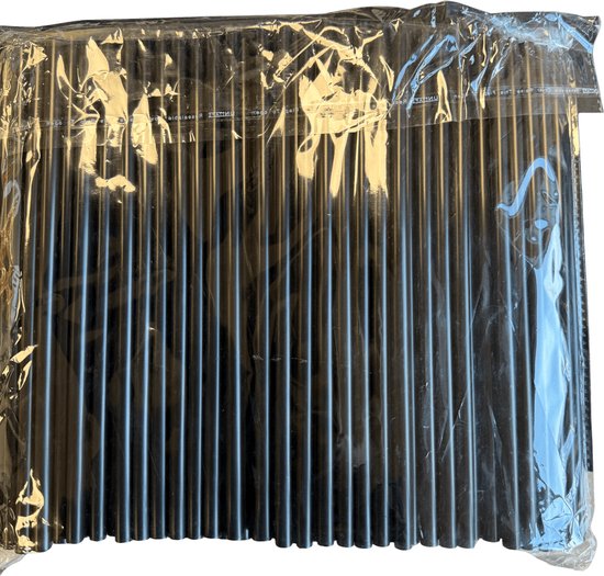 Pailles en plastique réutilisables 8x240 mm – 250 pièces – Noir – Extra larges et flexibles