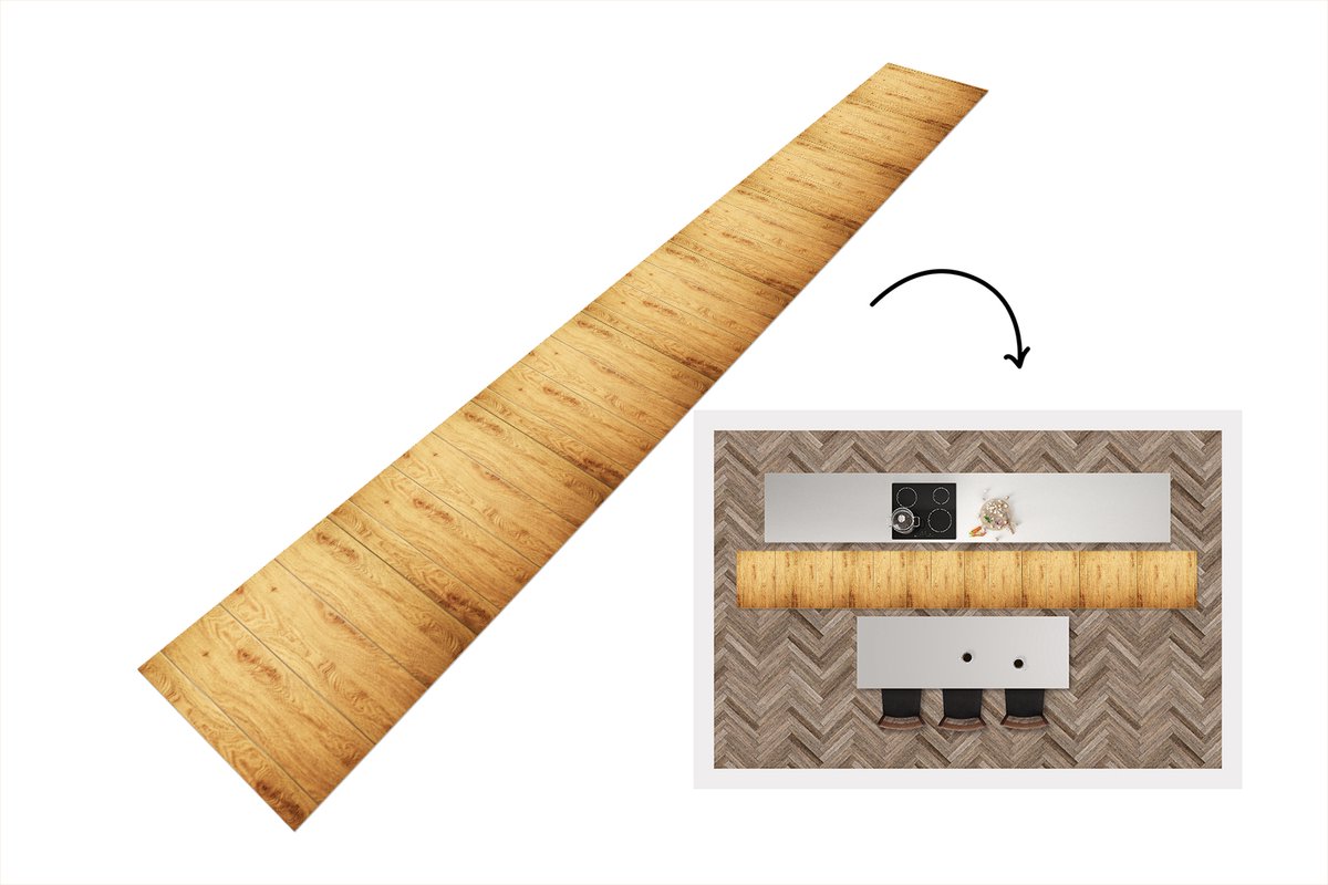 KitchenYeah Keukenloper 400x50 cm - Keukenmat vinyl Patronen - Planken - Natuur - Keukenmatten loper - Keuken vloerkleed tapijt