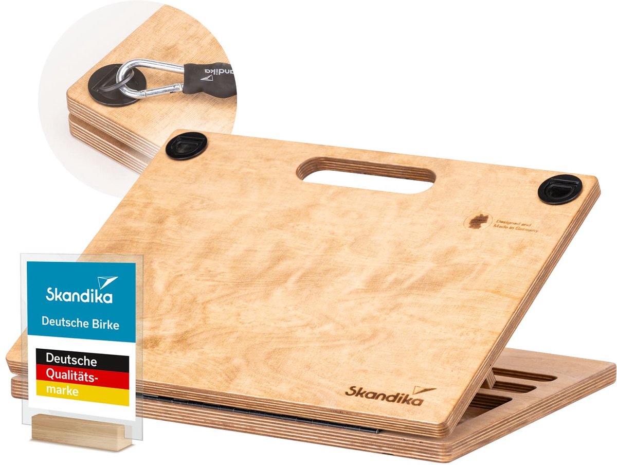 Skandika kuitspier-stretcher Vira - Kuittrainer van hout, Made in Germany, verstelbaar, met 3 standen & ogen voor weerstandsbanden, belastbaar tot 100 kg | Kuittrainingsapparaat, squattrainer, kuitstrekker