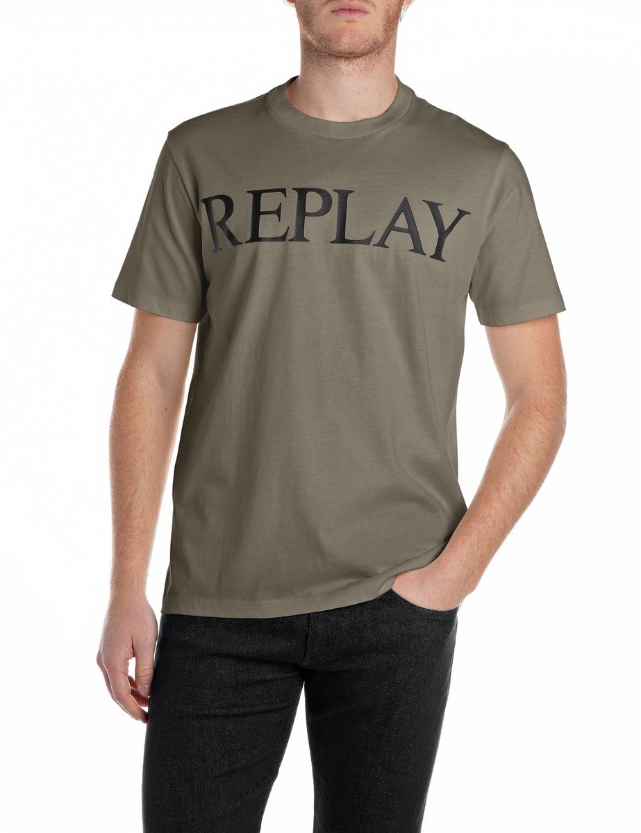 Replay Heren T-Shirt regular fit Groen 3XL Ronde Hals Volwassenen