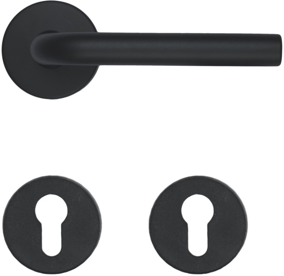 HDD PRO Deurklink L-vorm | 16mm | Mat zwart | Inclusief 2 stuks cilinderrozetten | 6.023.091