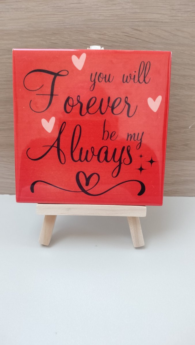 Wij & Blij - You will forever be my always - Tegeltje - Spreuktegeltje- Wandtegeltje - Valentijn - liefde - afscheidscadeau - verjaardagcadeau - cadeau - moederdag - vaderdag - housewarmingcadeau - kleinigheidje - bedankje