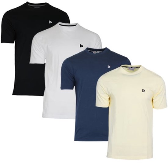 4-Pack Donnay - T-shirt (Vince) - Sportshirt - Heren - Black/White/Navy/Pastel yellow (778) - maat 3XL