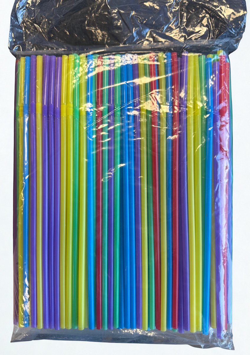 Herbruikbare Plastic Buigrietjes 5x240 mm – 250 Stuks – Kleurenmix – Flexibel & Duurzaam