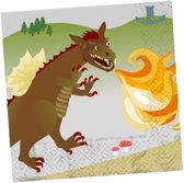 Middeleeuws feest thema servetten met draken en ridders - 20x - 33 x 33 cm - papier - tafel feestartikelen - kinderfeestje