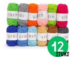 Chipa - Breiwol Set – 12 Kleuren Garen – Polyester – 120g Totaal – Haak- en Breigaren voor DIY Projecten – Diverse Garen - Brei wol - Hobby & Handwerk - Naaien Accesoires - Bordure - Naaibenodigheden