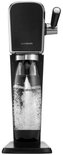Zwarte bruiswatermachine met bruisende fles.