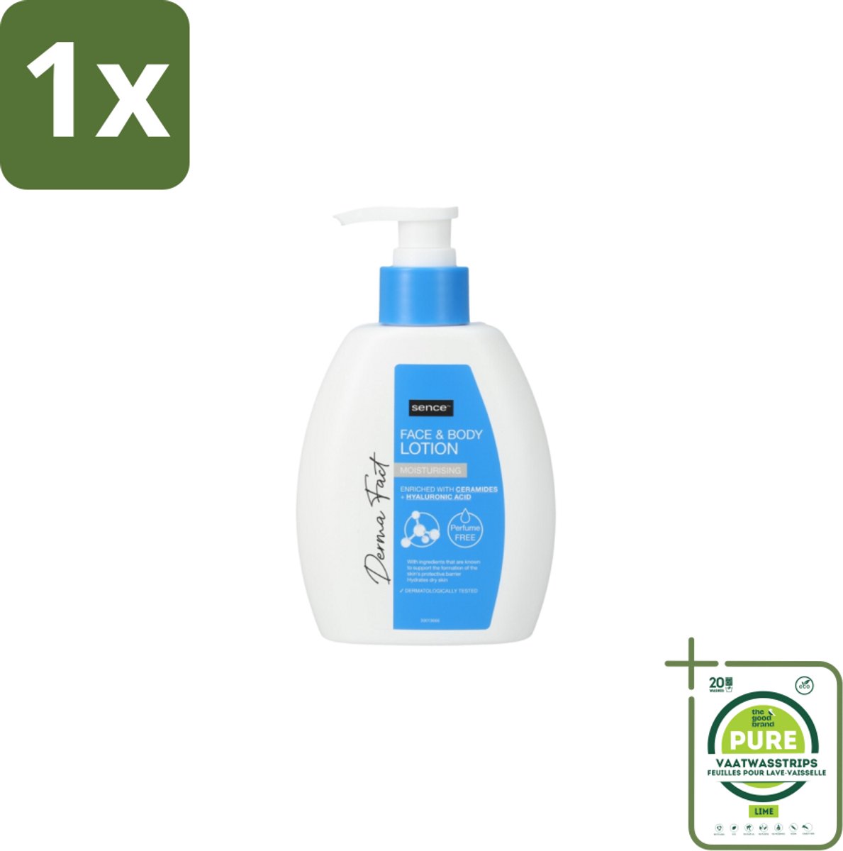 1 x Sence Face & Body Lotion Derma Moisturising 250 ml - Hydraatatie - Huidbarrière - Ceramiden - Hyaluronzuur - Gezicht En Lichaam