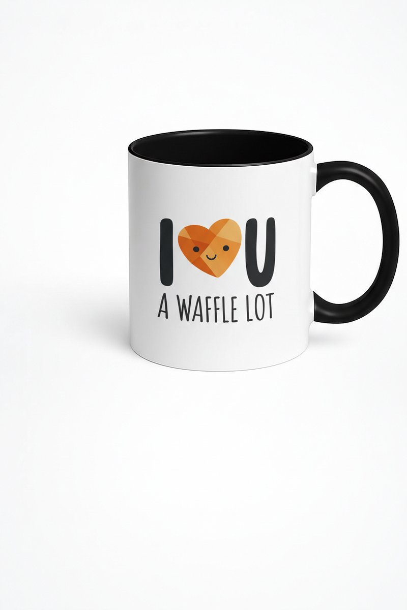 Mok 'I U A WAFFLE LOT' - Grappige en Lieve Koffiemok met Wafel Hart Design