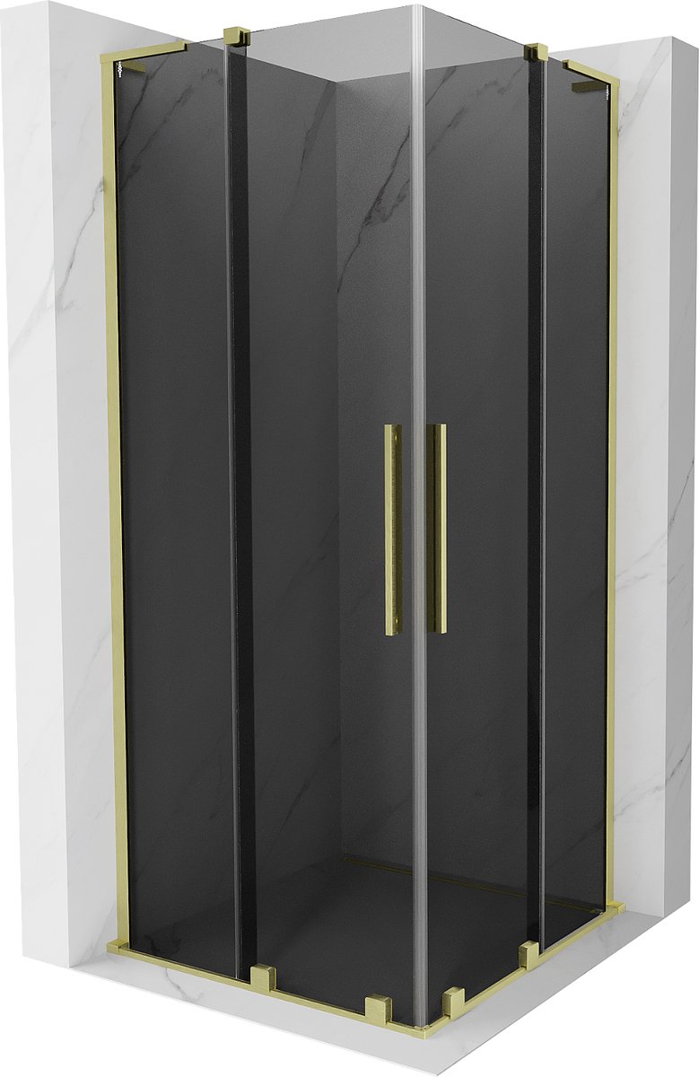 Mexen Velar L Duo douchecabine schuifdeur 100 x 100 , grafiet, goud geborsteld - 871-100-100-02-43-55