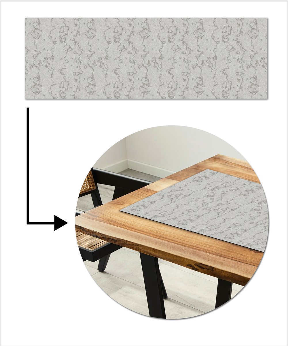 Tafelloper 150x50 cm - Tafelmat vinyl Grijs - Muur - Lijnen - Tafeldecoratie - Tafelversiering - Keuken decoratie - Tafel versiering