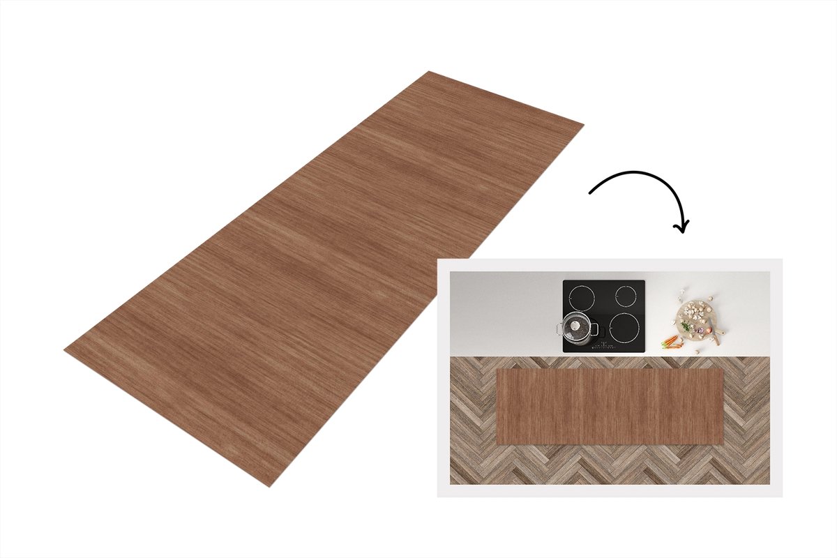 KitchenYeah Keukenloper 180x60 cm - Keukenmat vinyl Hout - Boomstronk - Patronen - Keukenmatten loper - Keuken vloerkleed tapijt
