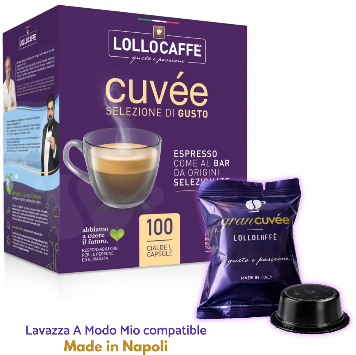 Lollo Caffè Gran Cuvée capsules – Compatibel met Lavazza A Modo Mio – Italiaanse espresso – Intens & romig