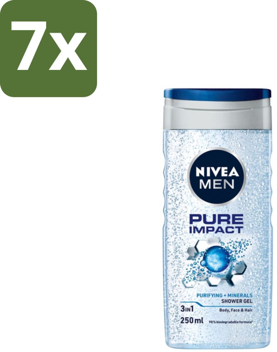 Nivea Men – Douchegel – Pure Impact – 250 ml - Bulkverpakking - 7 stuks