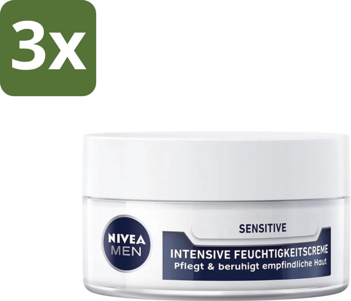 Nivea Men – Gezichtscrème – Sensitive Intensive – 50 ml - Bulkverpakking - 3 stuks