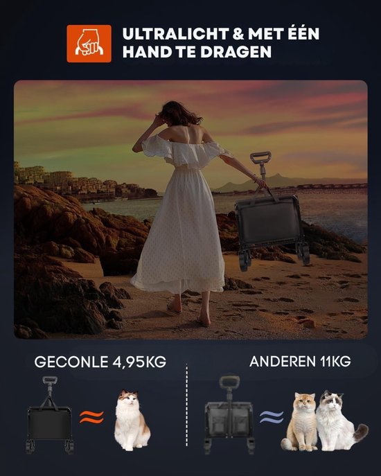 Aurixi® Bolderkap Opvouwbaar Luchtbanden - Bolderkar - Bolderkar Opvouwbaar - 100 kg - Zwart- 75cm x 44cm x 95cm; 5.03 kg van Aurixi® — afbeelding 4