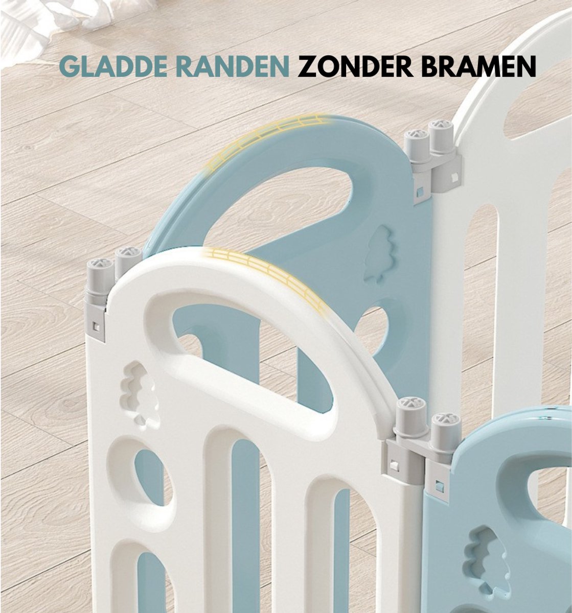 Livista Grondbox Baby –187x150x61cm – 14+2 Panelen – Inklapbare Speelbox met Beren-Thema – Verstelbare Basketbalring – Met Zuignappen – Inclusief Kruipmat – Veilig Kinderbox Playpen – foto 3