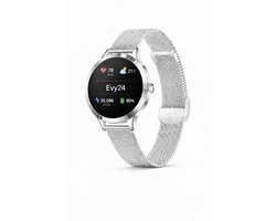Evy24 Smartwatch Dames 35mm - AMOLED Smartwatch Horloge - Stappenteller - Slaapmonitor - Saturatiemeter - Bluetooth Bellen - Fitness Tracker voor Android & iOS - Zilver