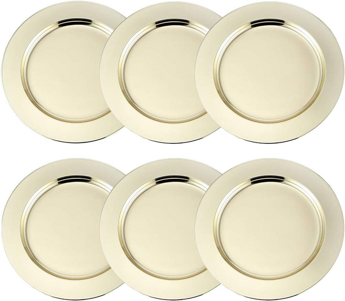 Ronde Metalen Onderborden Set van 6 voor Diner en Decoratie in Goud