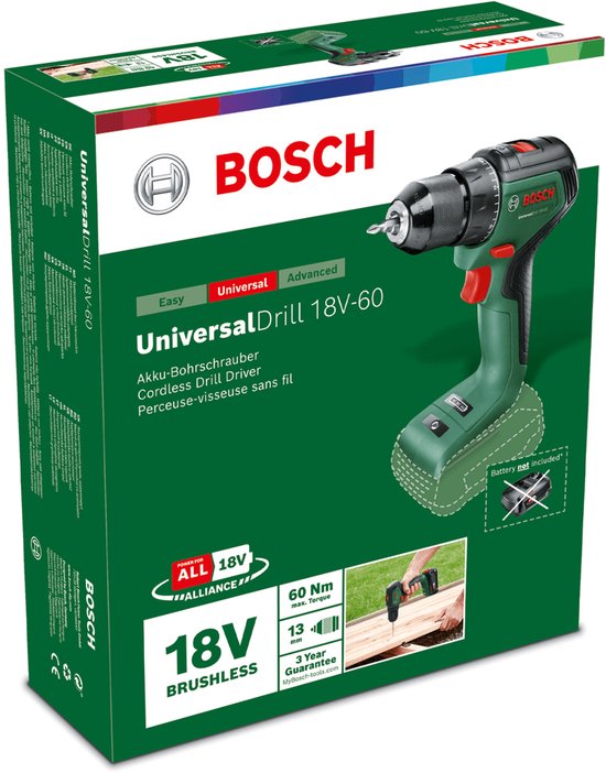 Perceuse sans fil Bosch UniversalDrill 18V-60 - Sans batterie ni chargeur