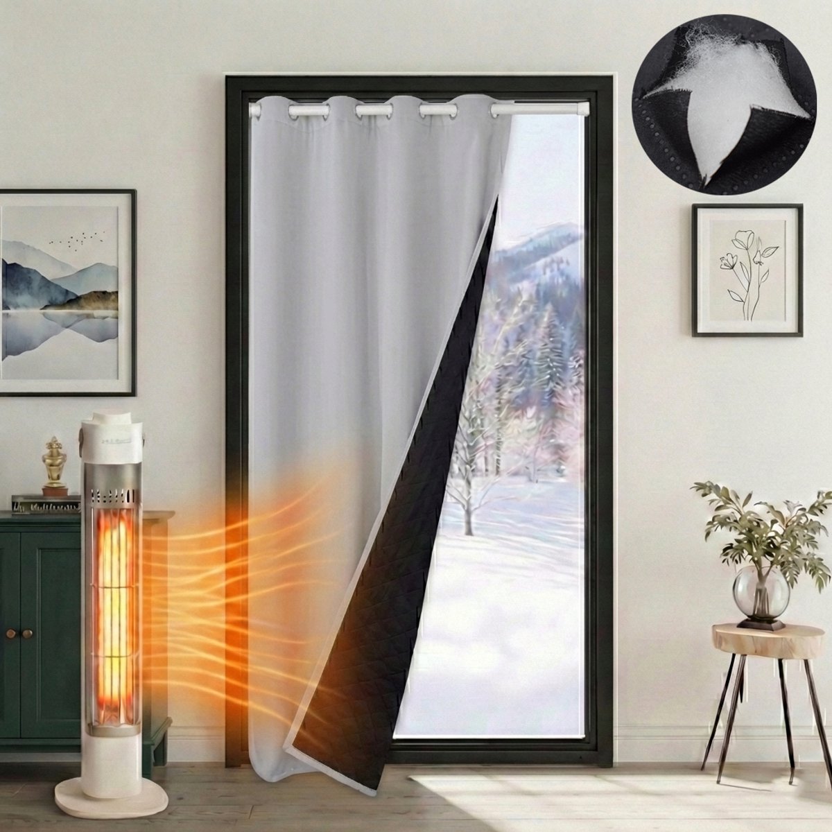 MUPOO Isolerend Verduisterend Gordijnen Kant en Klaar met Ringen 405gsm 110x203 cm - Verdu