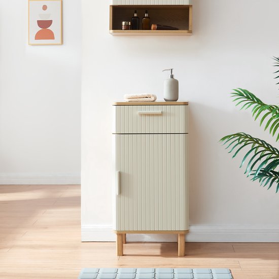 Grande Badkamerkast | 150 cm Lichtgrijs eiken Kader front 4 vakken