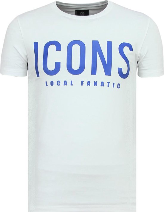 Local Fanatic ICONS - Cool T shirt Men - 6361W - White ICONS - Cool T shirt Men - 6361W - Blanc T-shirt Homme Taille S