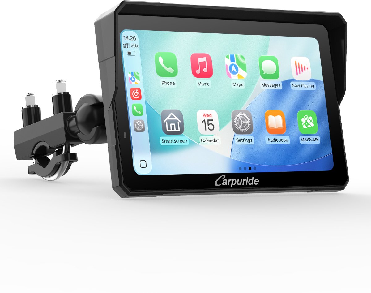 CARPURIDE W702 - 7 inch - Motor Carplay Scherm - draadloze CarPlay - Android Auto - Navigatie