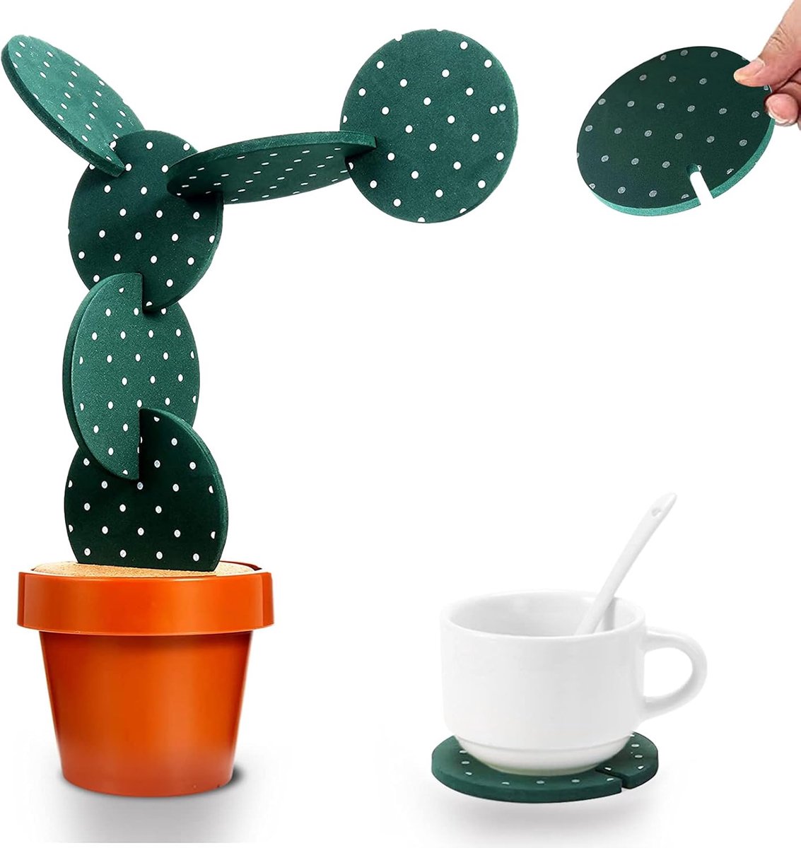 OUYLAF Onderzetters - onderzetters voor glazen - cactus - Doe-het-zelf leuke drankonderzetters - Groene strepen - Woondecoratie - woonaccessoires - woonkamer decoratie
