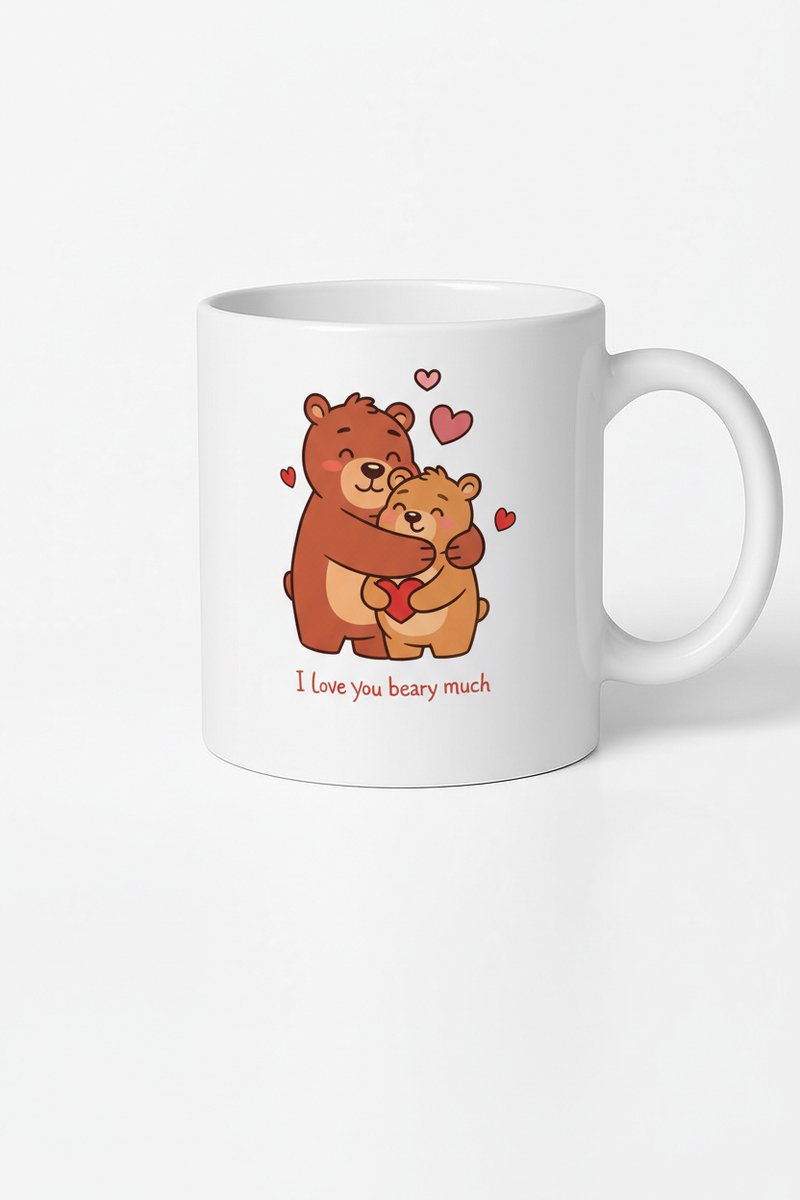 Schattige Knuffelberen Mok 'I love you beary much' - Romantisch & Liefdevol Cadeau