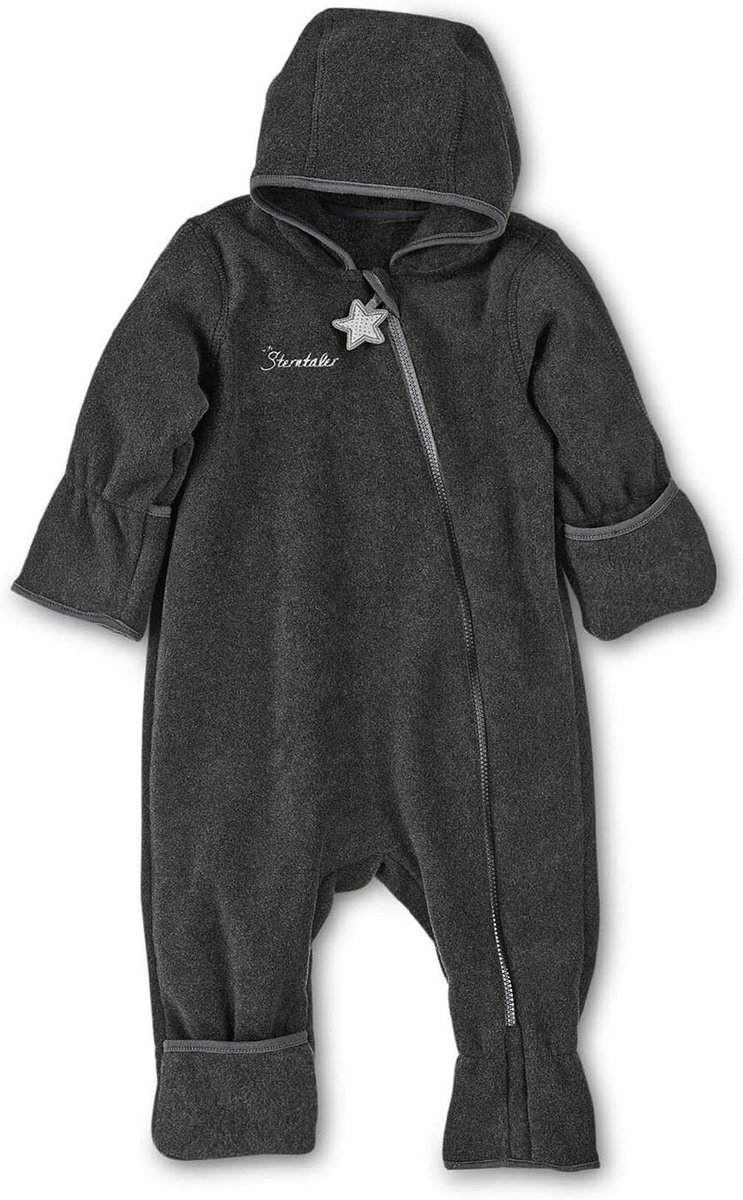 Baby Fleece Overall met Capuchon en Ritssluiting - Antraciet