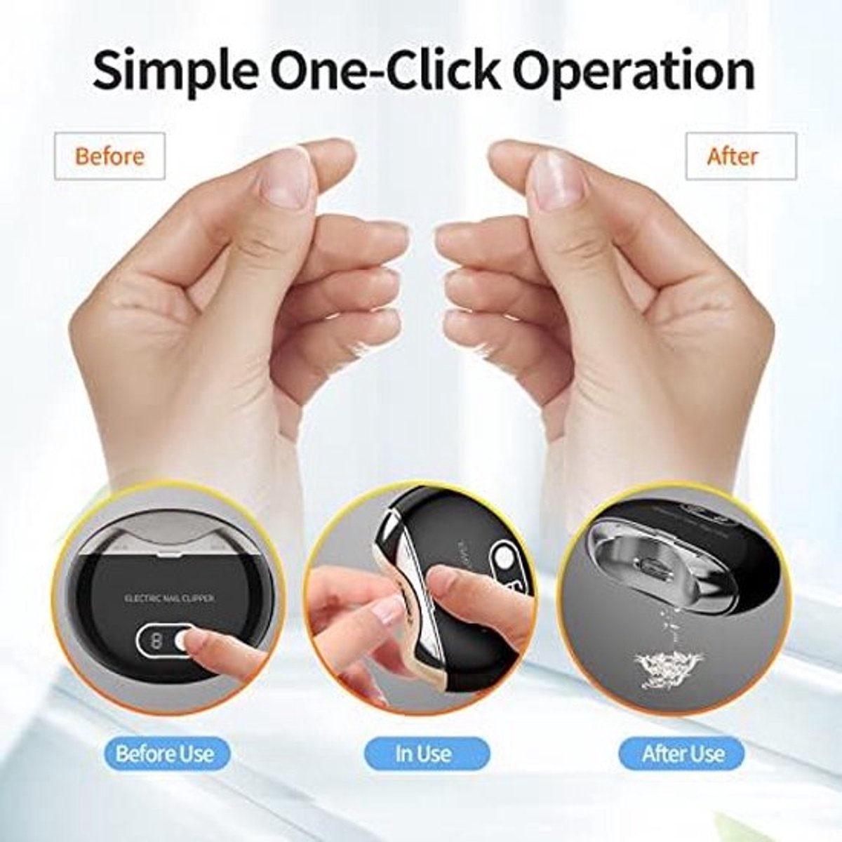 Elektrische nagelknipper - Oplaadbare nageltrimmer - Automatische nagelknipper - Nagelverzorging - Waterdicht - Nagelset - LED-lampje - Drie snelheidsstanden - Wit thumbnail 3