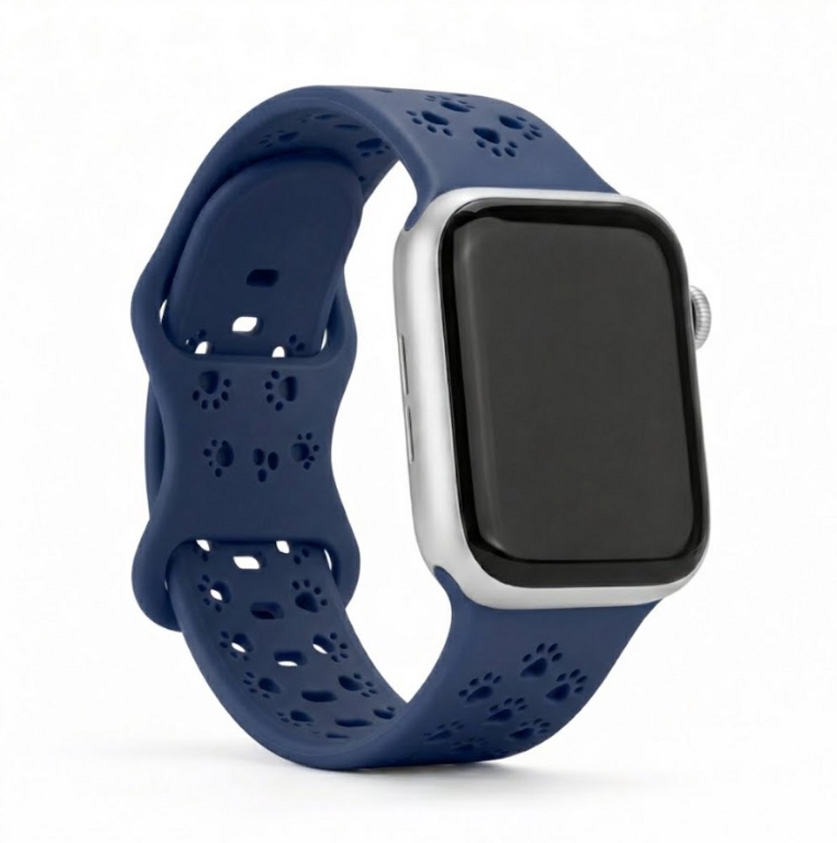 Blauw siliconen horlogebandje met pootafdruk design Geschikt voor Apple Watch 42mm (serie 1 / 2 / 3) / 44 mm / 45 mm / 46 mm (serie 10 / 11) / 49 mm (Ultra 1 / 2 / 3) zacht flexibel ademend sportief polsbandje