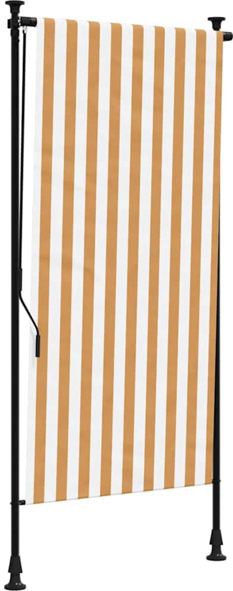 vidaXL - Rolgordijn - voor - buiten - 100x270 - cm - stof - en - staal - oranje - en - wit