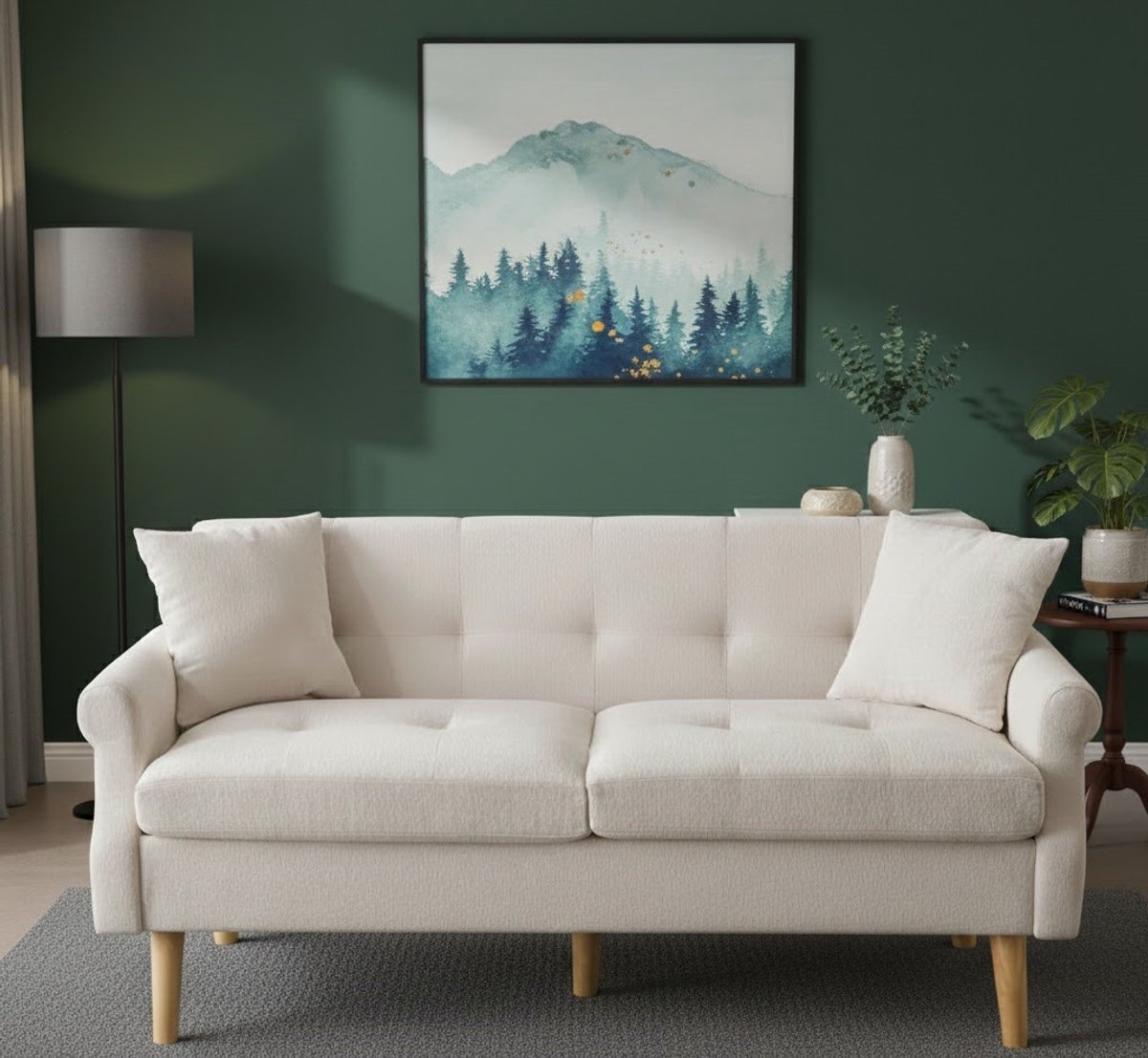 Luxueuze Tweepersoonsbank “ComfortLine” – Beige Chenille Loveseat – House&Garden – Gestoffeerde Bank met Dikke Kussens – Modern Design voor Woonkamer en Slaapkamer – 2-Zits Bank