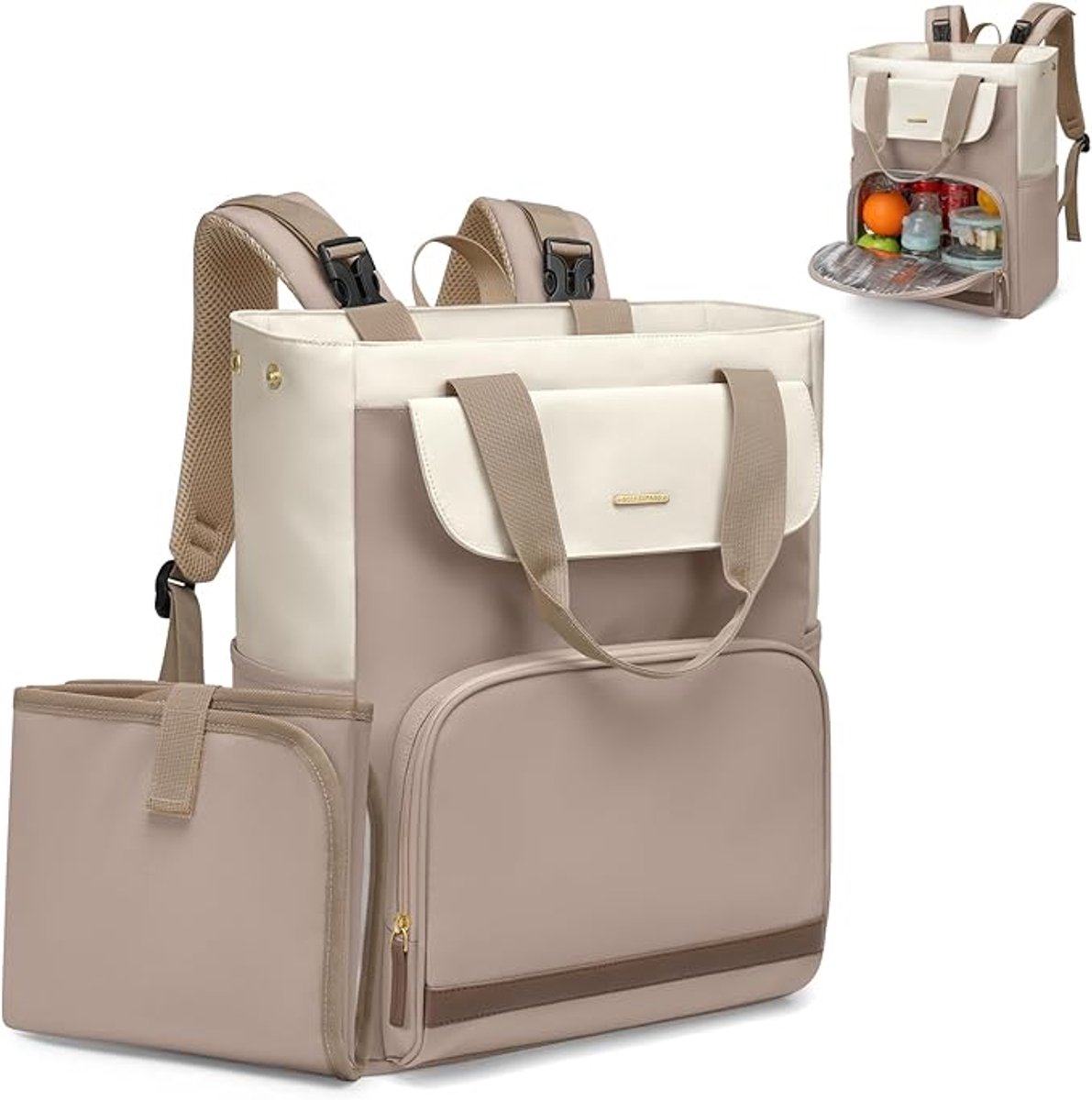 luierrugzak voor baby's, met draagbaar luierkussen en kinderwagenriem, luierrugzak, thermo-rugzak voor mama en papa