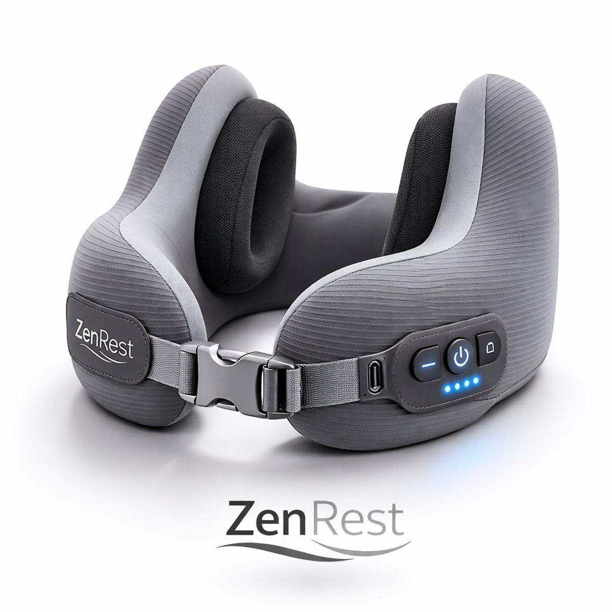 ZenRest® Bluetooth Nekkussen met Muziek – 3D Ergonomisch Reiskussen – Oplaadbaar via USB – Memory Foam – Premium Nekondersteuning voor Vliegtuig & Auto