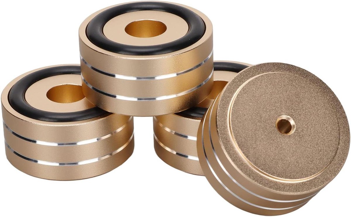 Isolatie Spike Stand Voet Set van 4 voor HiFi-apparatuur - Aluminium & Rubber - Goud - 40x20mm