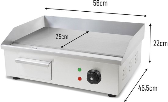 VERTES Grillplaat Plancha Elektrisch 3000W RVS 55x35cm Thermostaat 50-300°C Spatbescherming Opvangbak Anti slip voeten — afbeelding 3