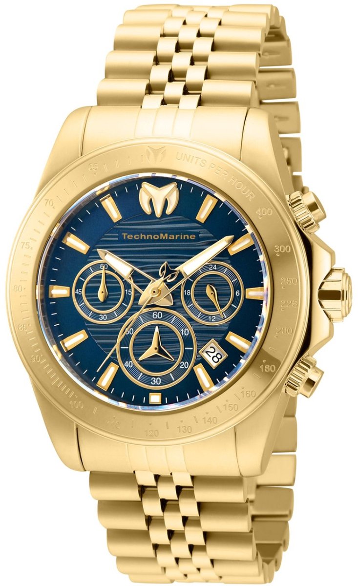 TechnoMarine Manta TM-219024 Heren Horloge - Waterdicht - Analoog - Quartz Uurwerk - Roestvrij Staal met blauwe Wijzerplaat - 42mm