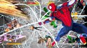Spider-Man in een web-omgeving, vecht tegen een tegenstander met meerdere aanvallen.
