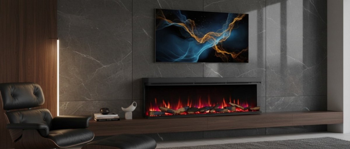 Athena Luxe 3D Elektrische Open Haard 72 Inch met Verwarming 2000W – Inbouw & Wandhaard – 13 Kleuren LED – Knettergeluid – Afstandsbediening & App – Zwart- Medahomestore